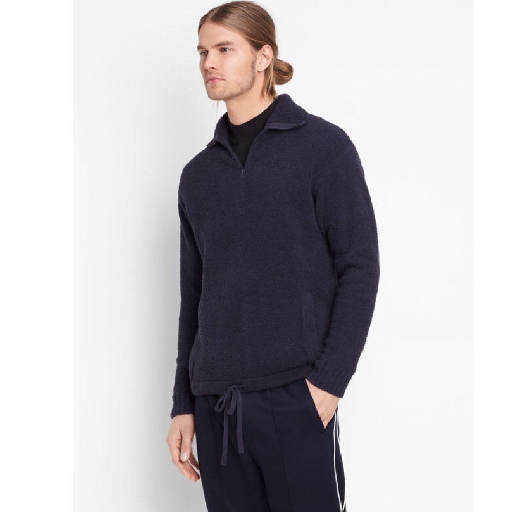 NWT Vince Men’s Terry Drawstring Half-Zip Mock XL